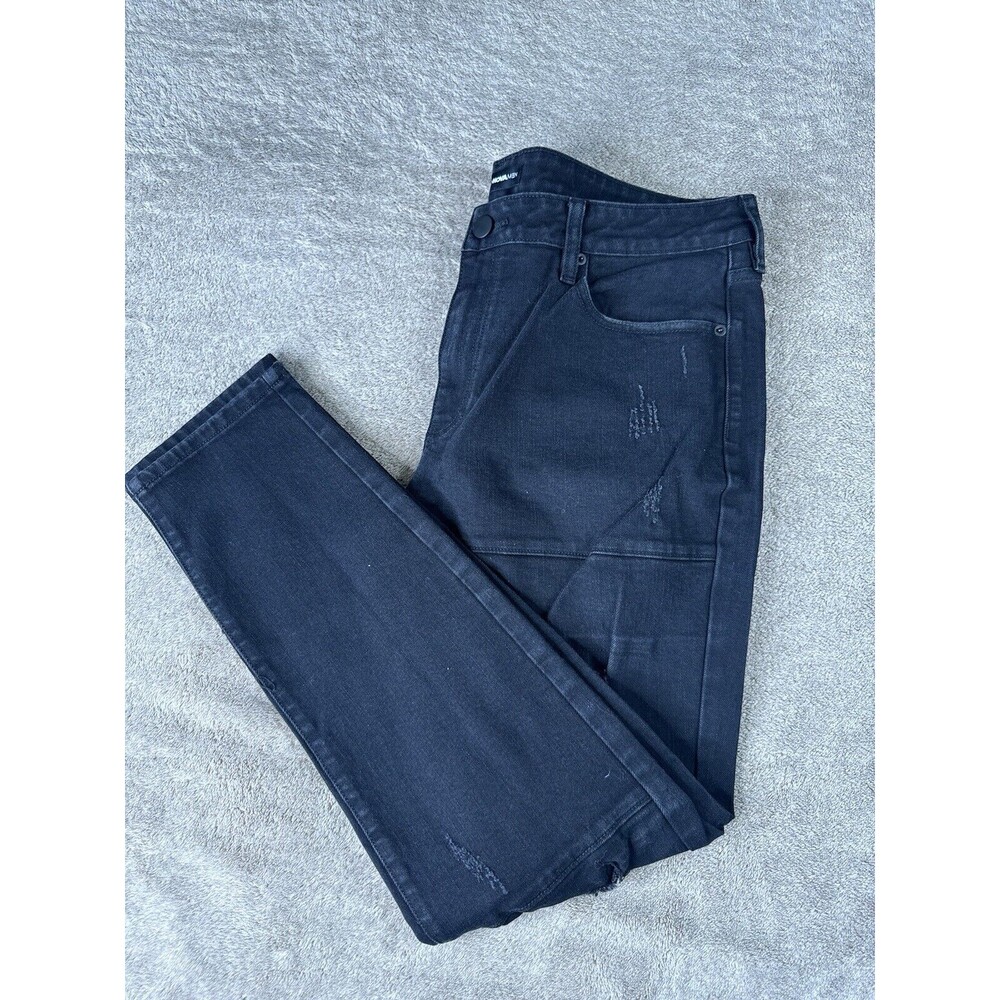 Fashion Nova Men 38 x 31 Black Ollie Moto Skinny Distressed Denim Jeans